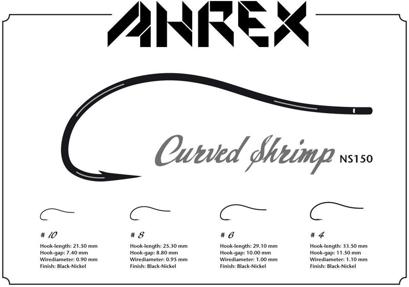 Ahrex NS150 #8 Curved Shrimp - Ahrex Hooks